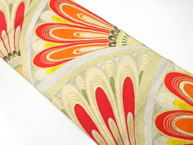 JAPANESE KIMONO / ANTIQUE FUKURO OBI / SILK / WOVEN FLOWER